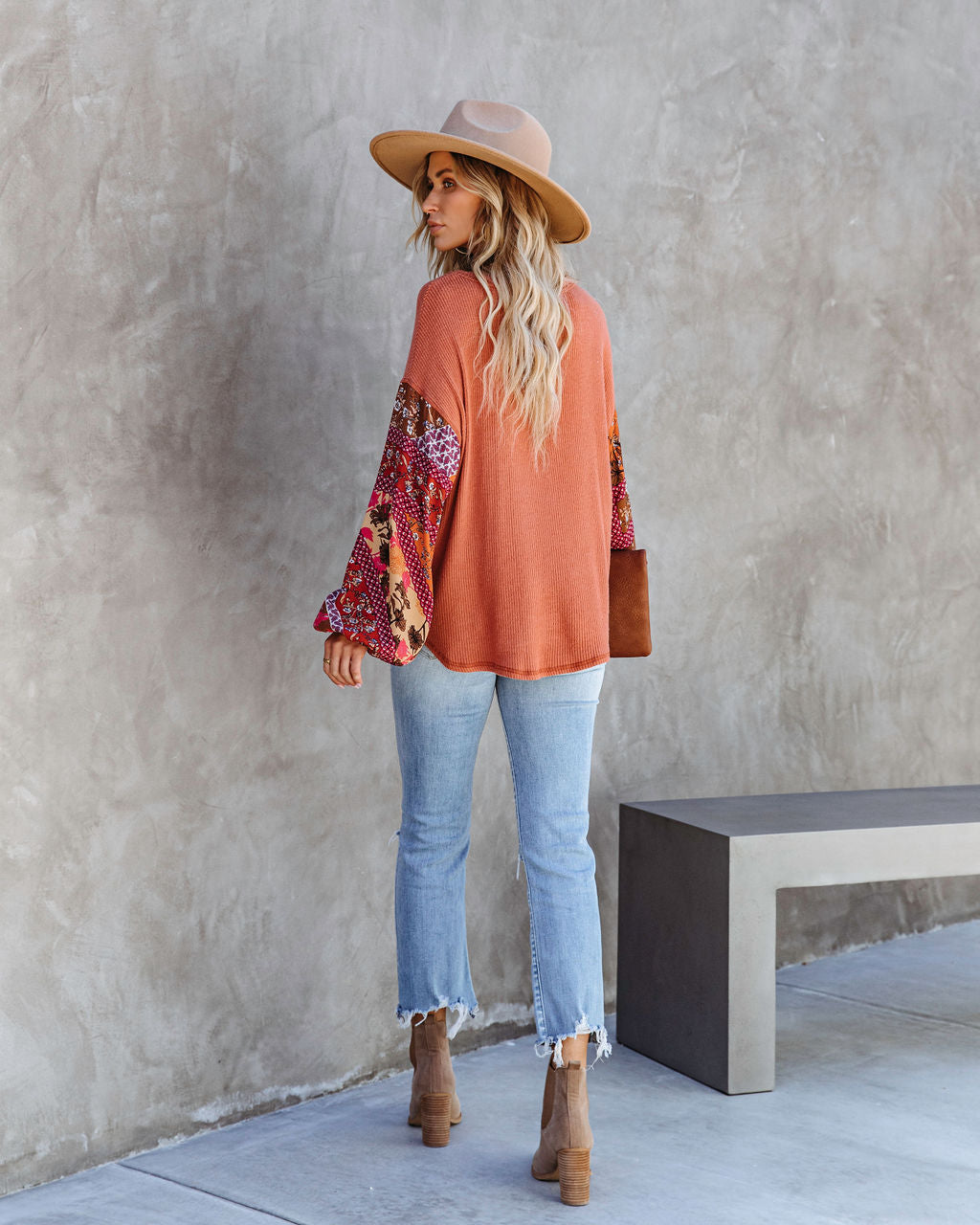 Tanner Ribbed Floral Contrast Top