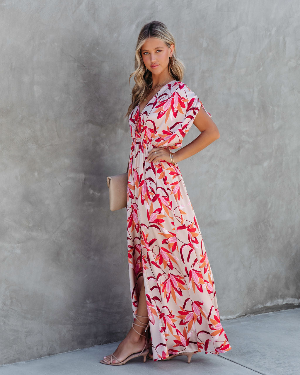 Callie Satin Floral Print Maxi Dress - SALE