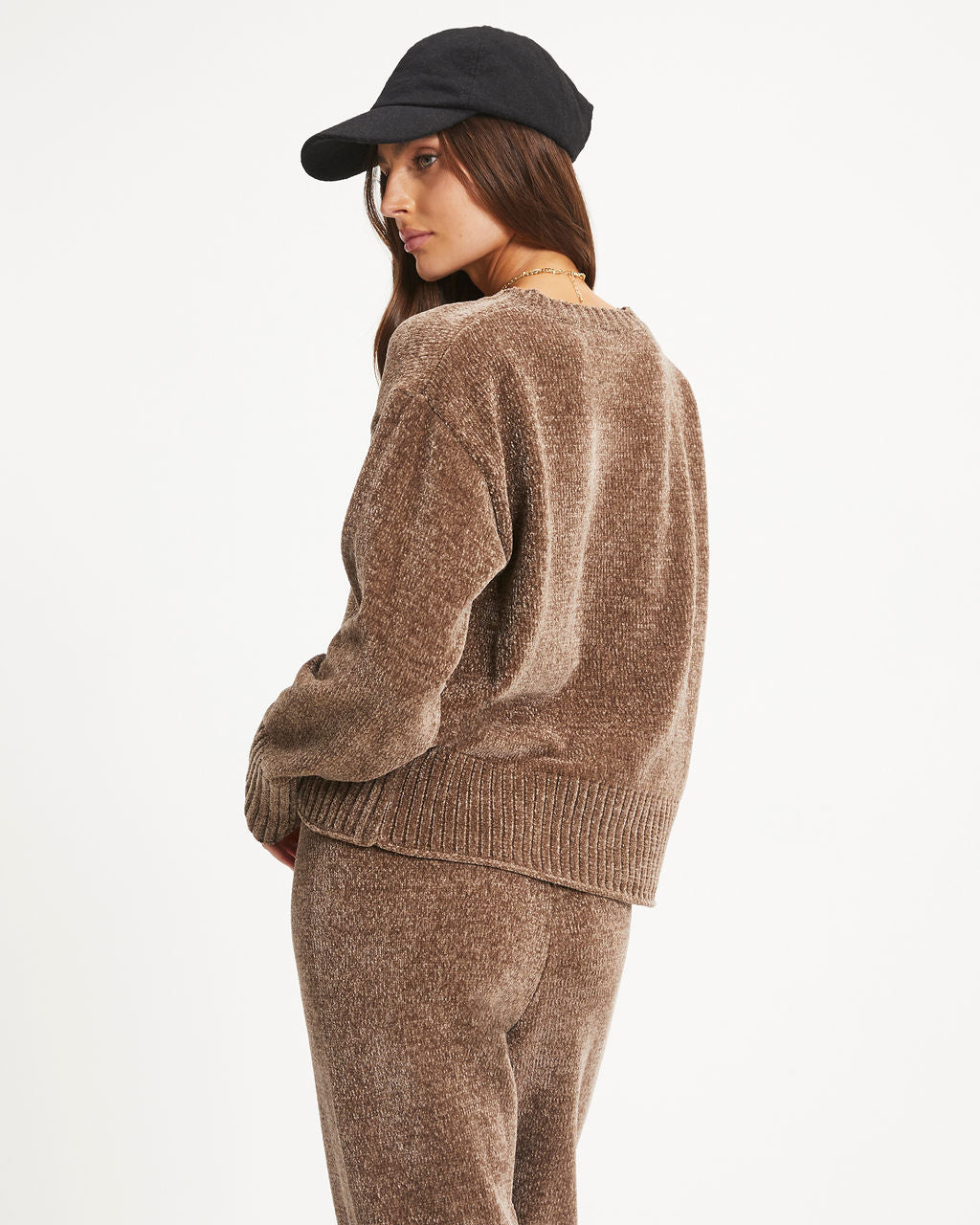 Rainy Day Glam Chenille Pullover Sweater - Mocha