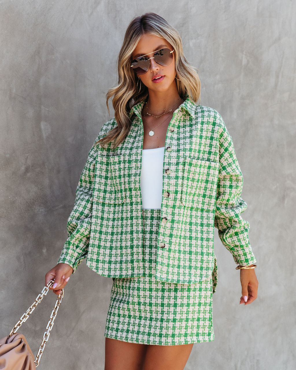 Jackie Houndstooth Lightweight Tweed Jacket - SALE