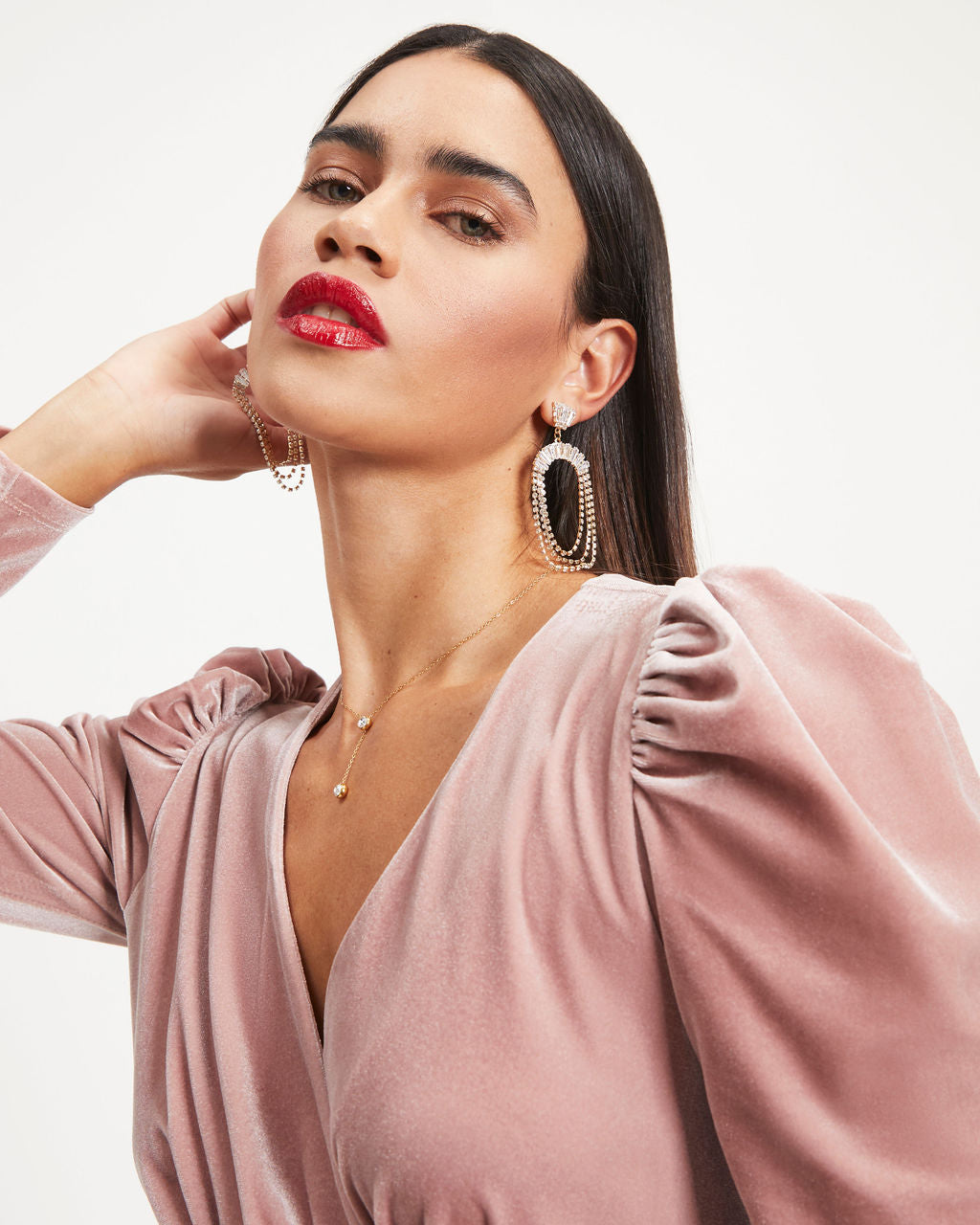 Cosmo Please Velvet Wrap Mini Dress - Dusty Pink