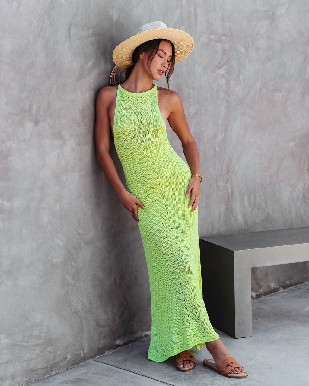 Maui Knit Maxi Dress - Lime - FINAL SALE