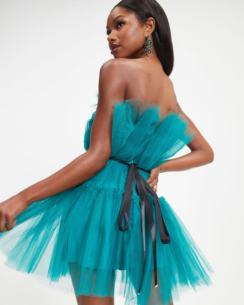 She Persisted Strapless Tulle Mini Dress - Teal