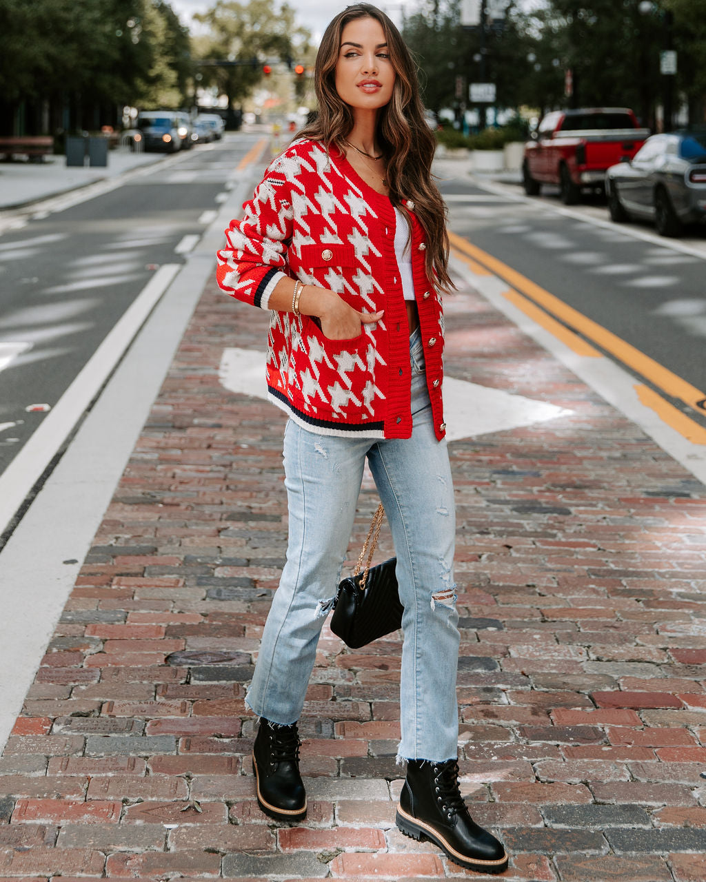 Classy And Fab Houndstooth Cardigan