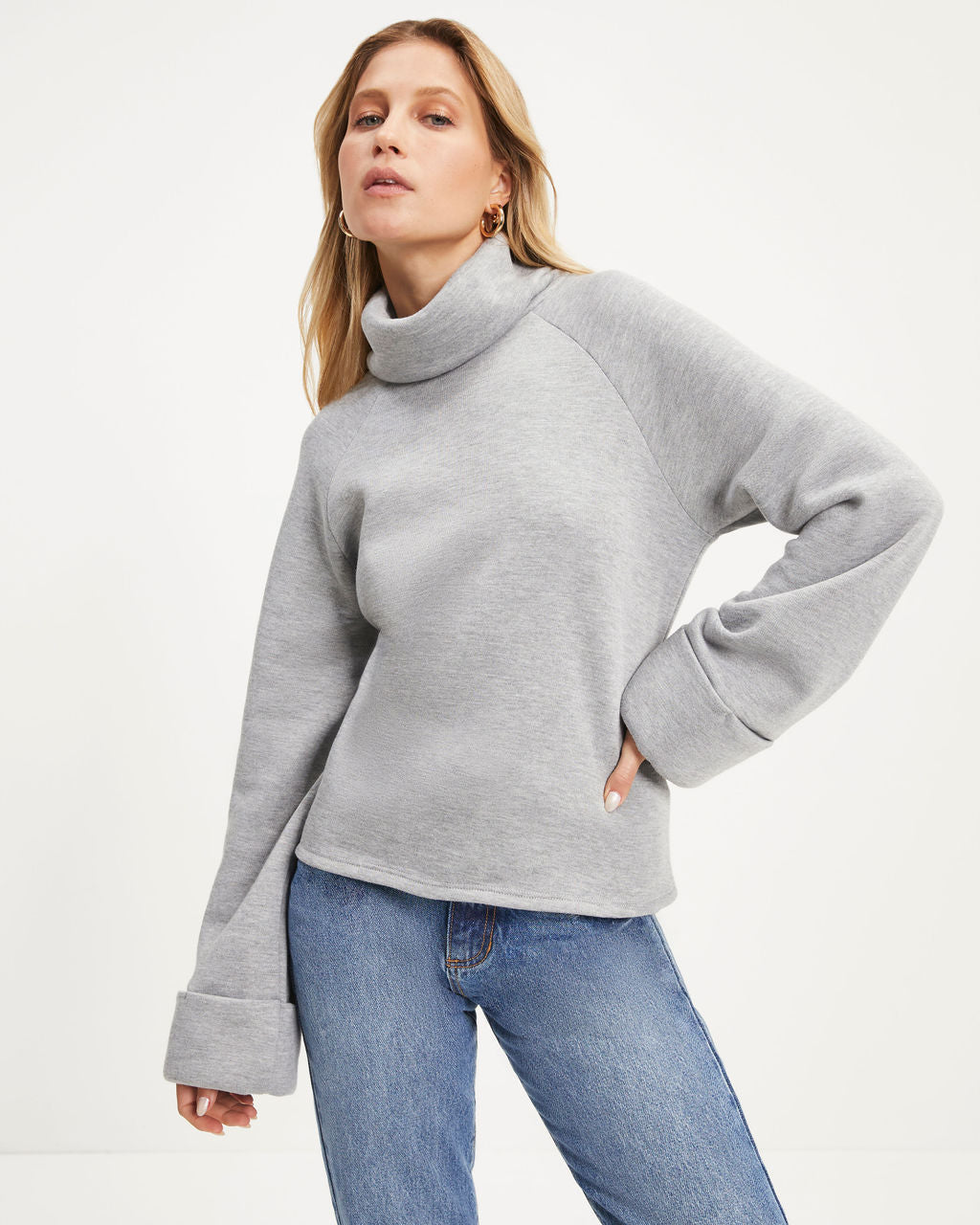 Caprina Knit Turtleneck Pullover Sweater - Grey