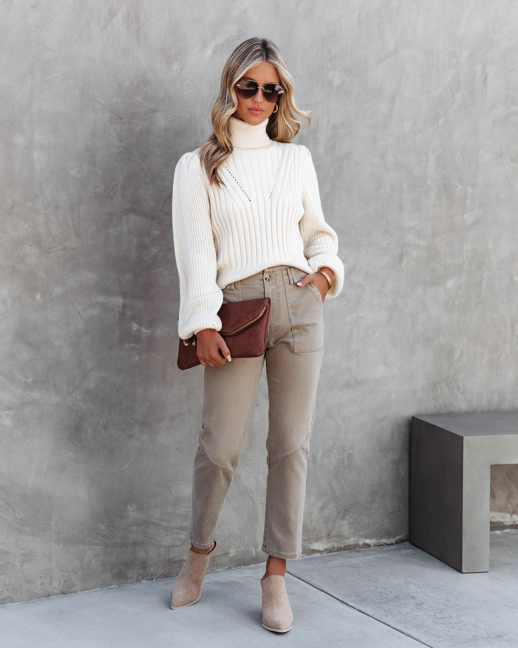 Charlene Knit Turtleneck Sweater - Ivory - FINAL SALE