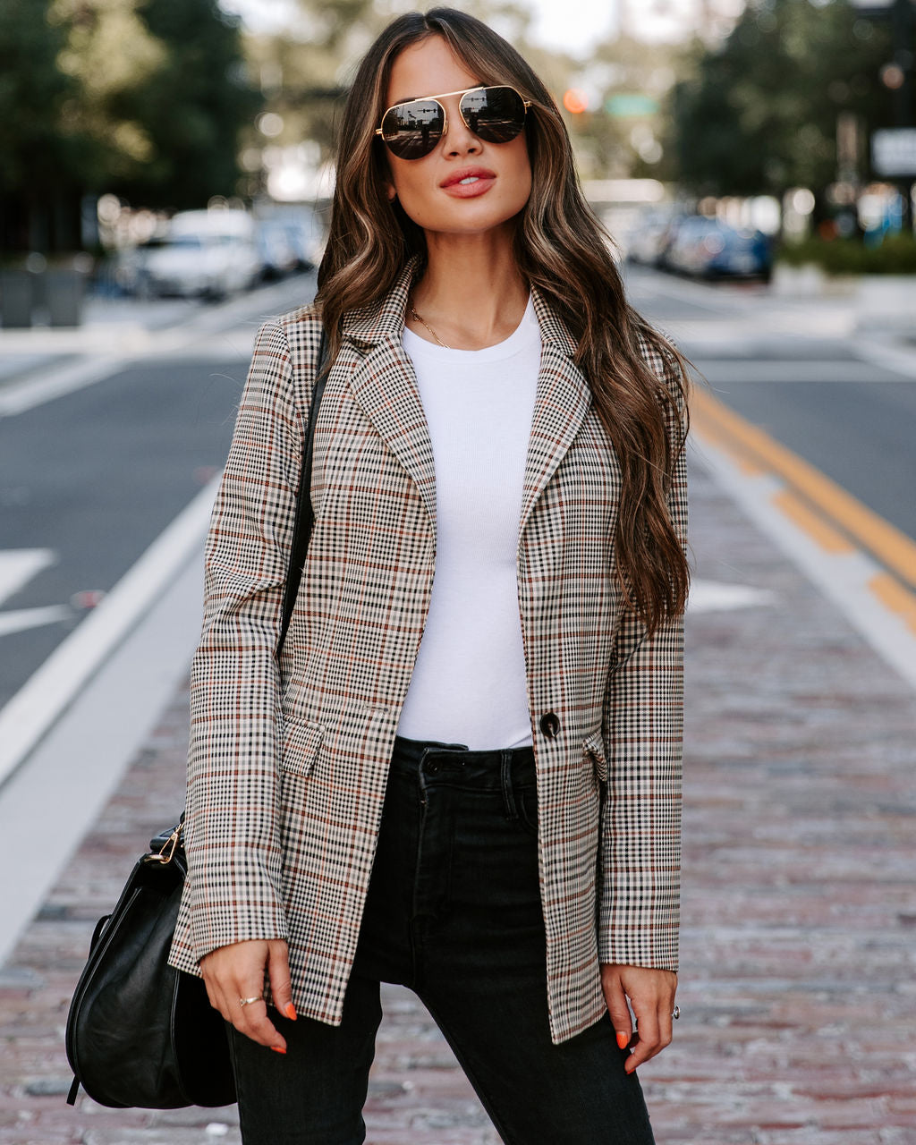 Central Park Strolls Plaid Pocketed Blazer