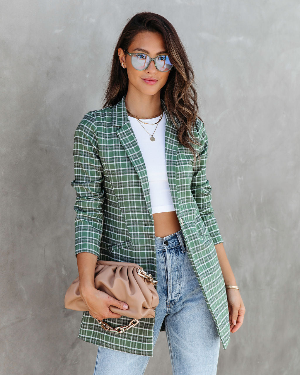 A La Mode Plaid Blazer