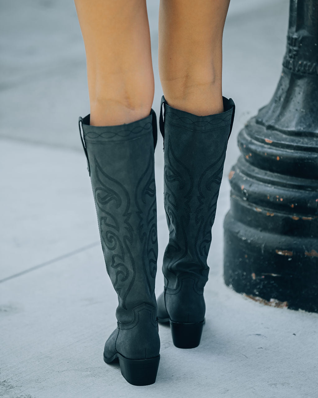 Carolina Western Faux Leather Boots - Black
