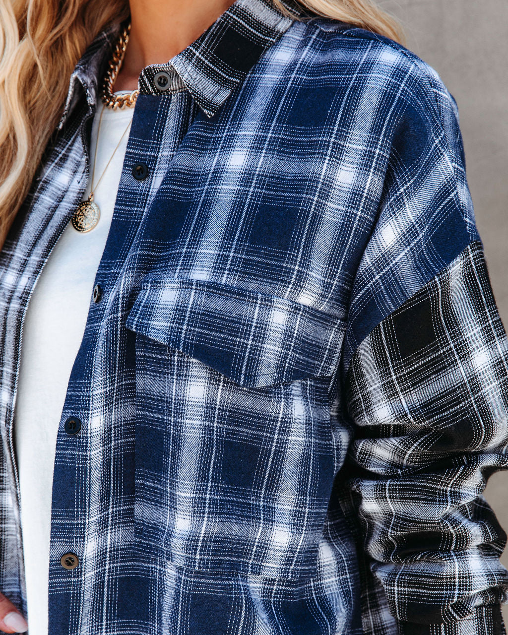 Double Take Plaid Button Down Top