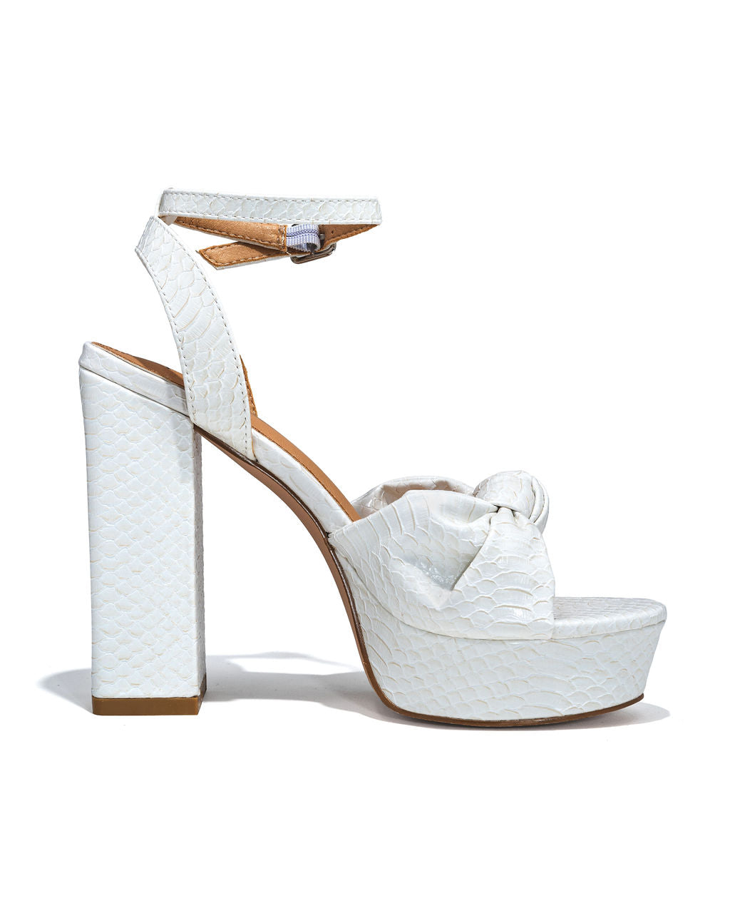 Poppy Heeled Python Platform Sandal - White - FINAL SALE