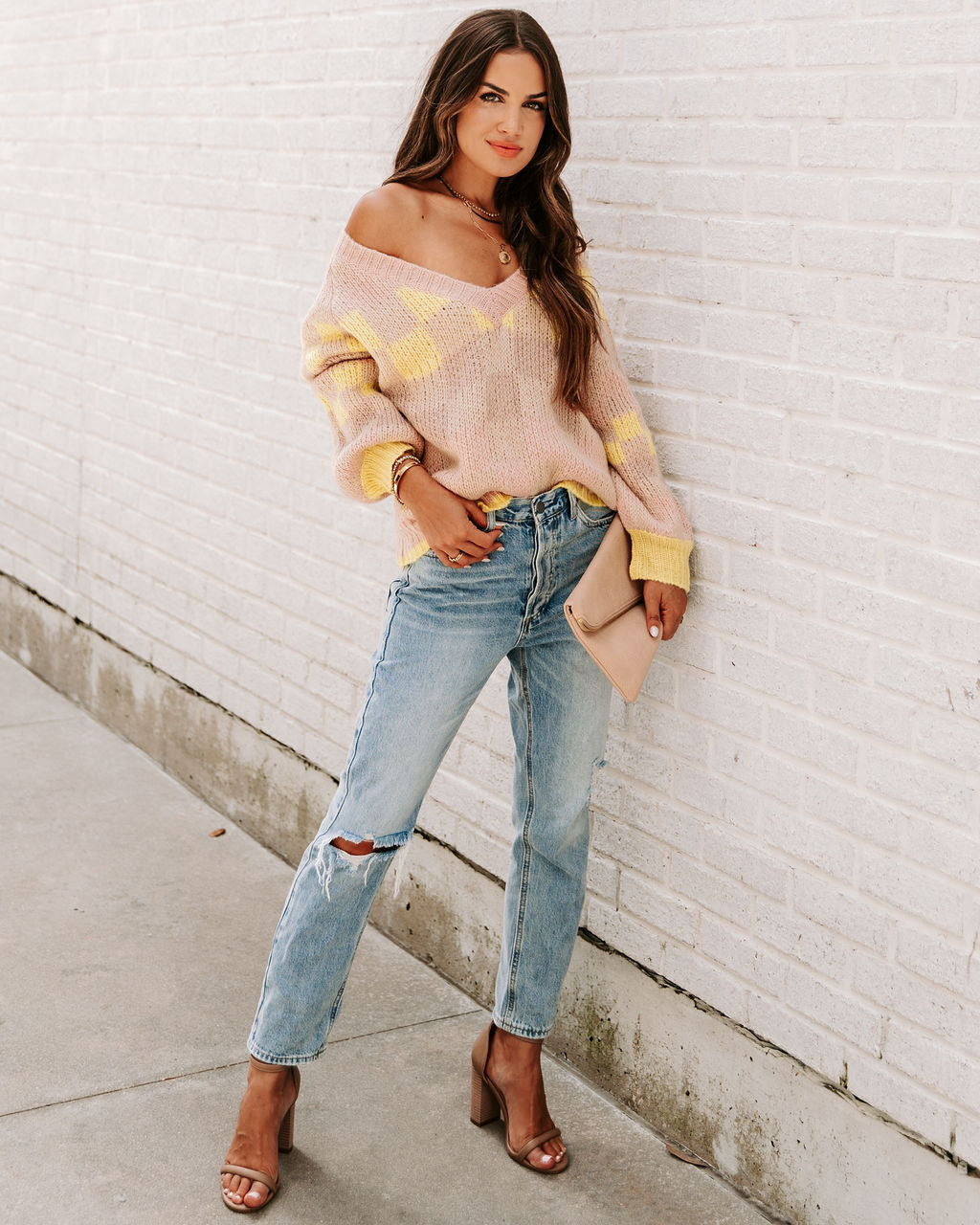 Dosage Of Cool Checkerboard V-Neck Sweater