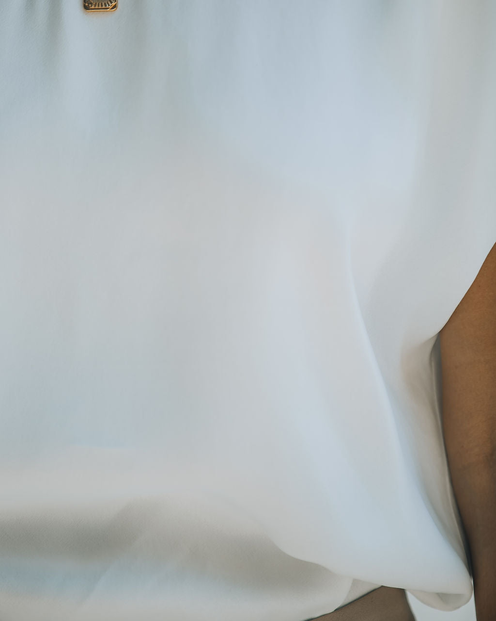 Fancy Gal Satin Padded Shoulder Top - White - SALE