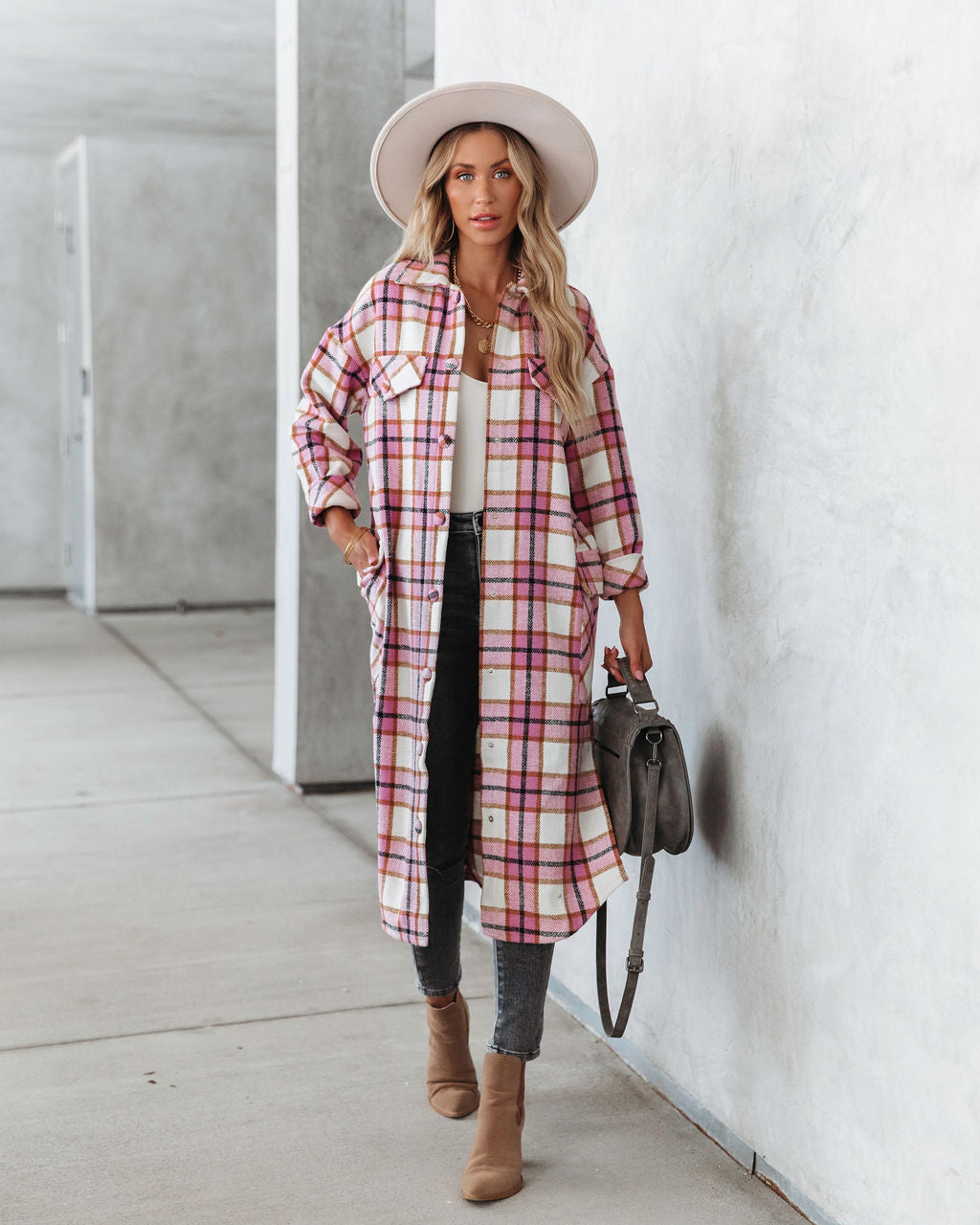 Catarina Plaid Pocketed Jacket