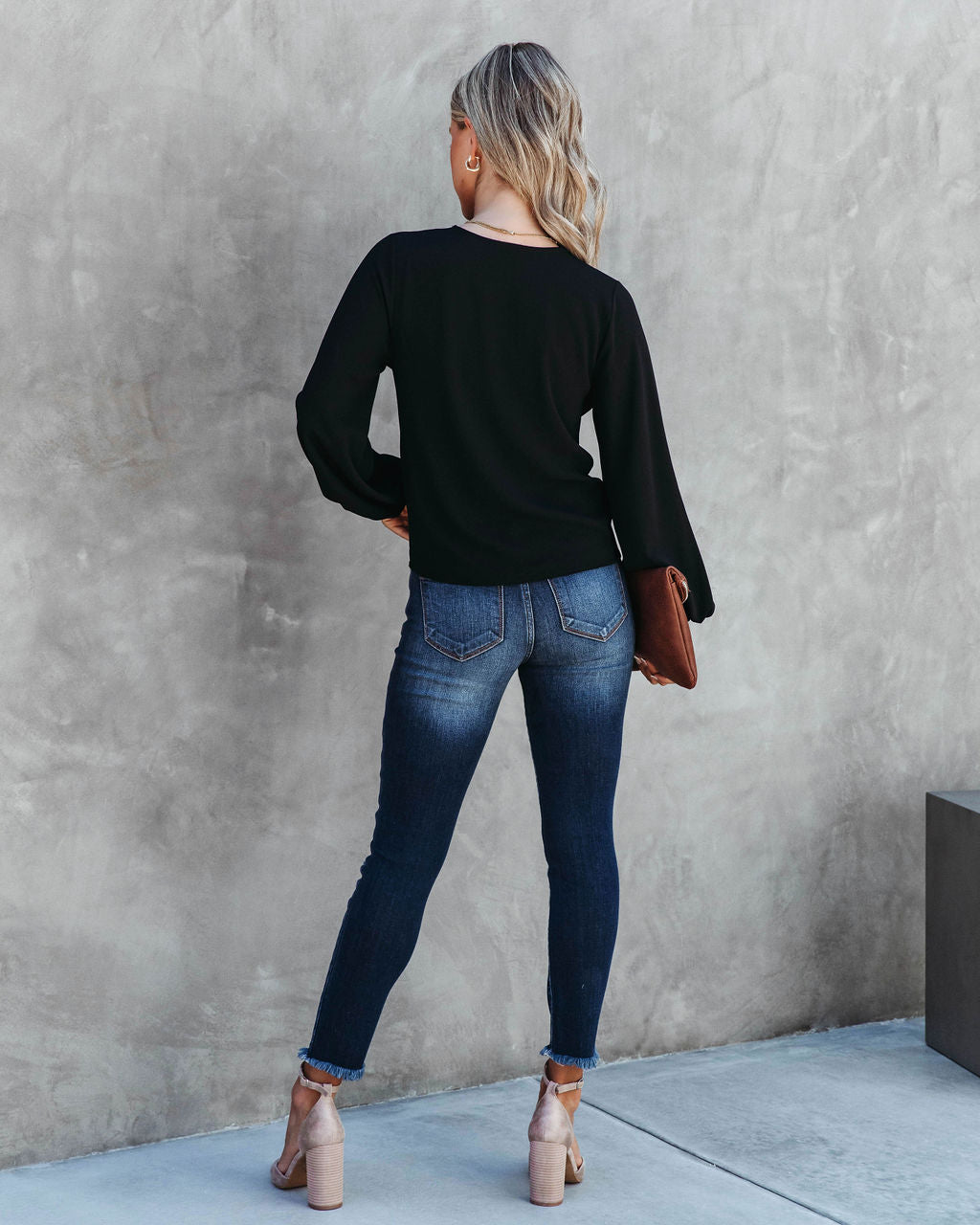 City Dreams Twisted Drape Top - Black - SALE