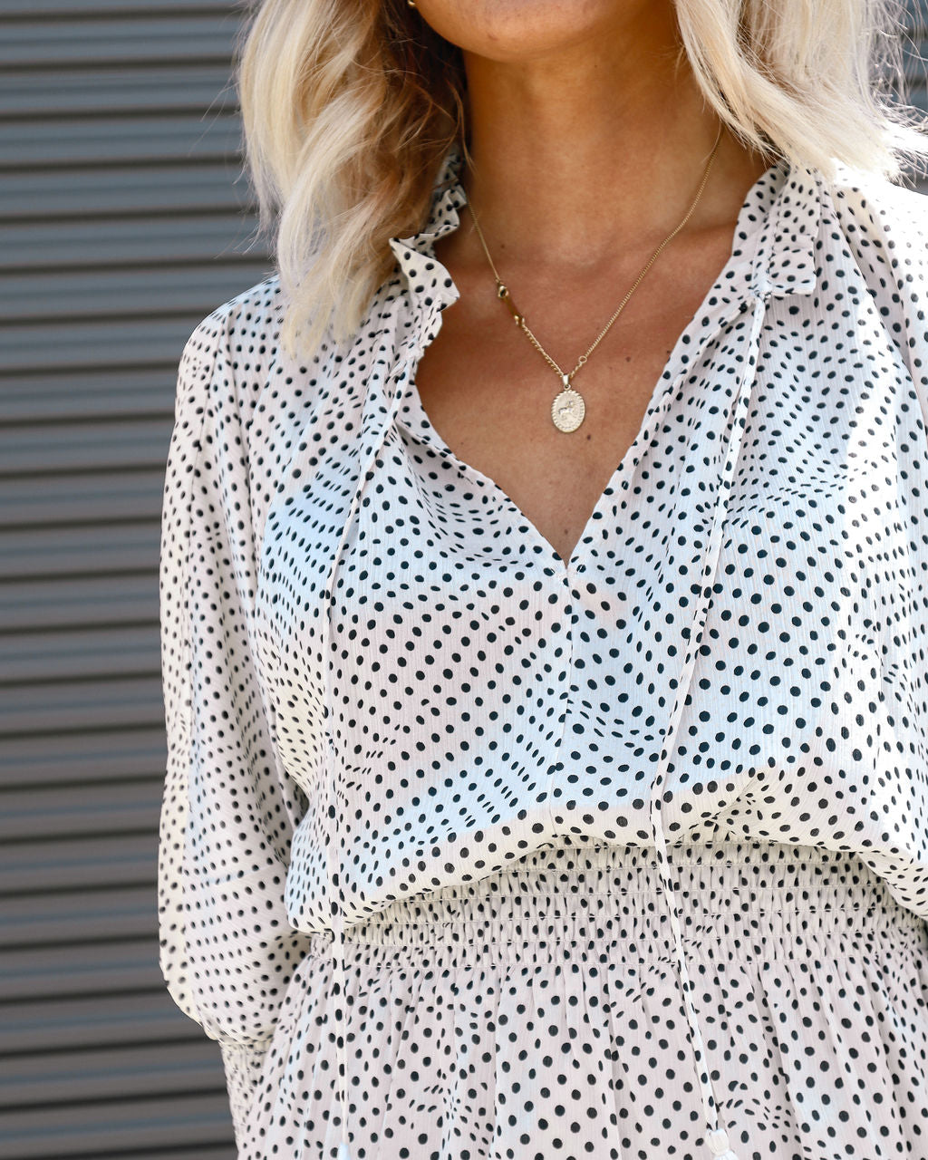 Nicolette Polka Dot Tiered Mini Dress