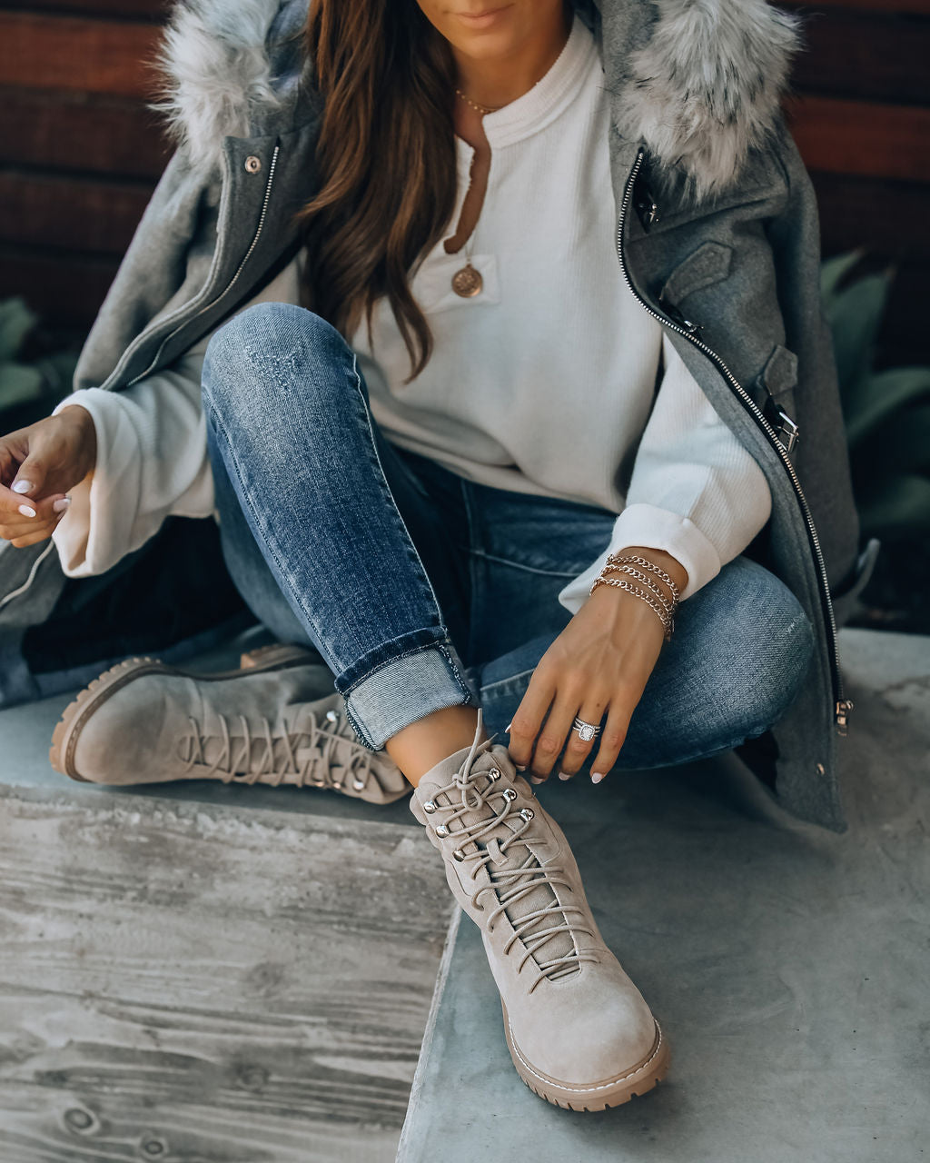 Giselle Faux Suede Lace Up Boot