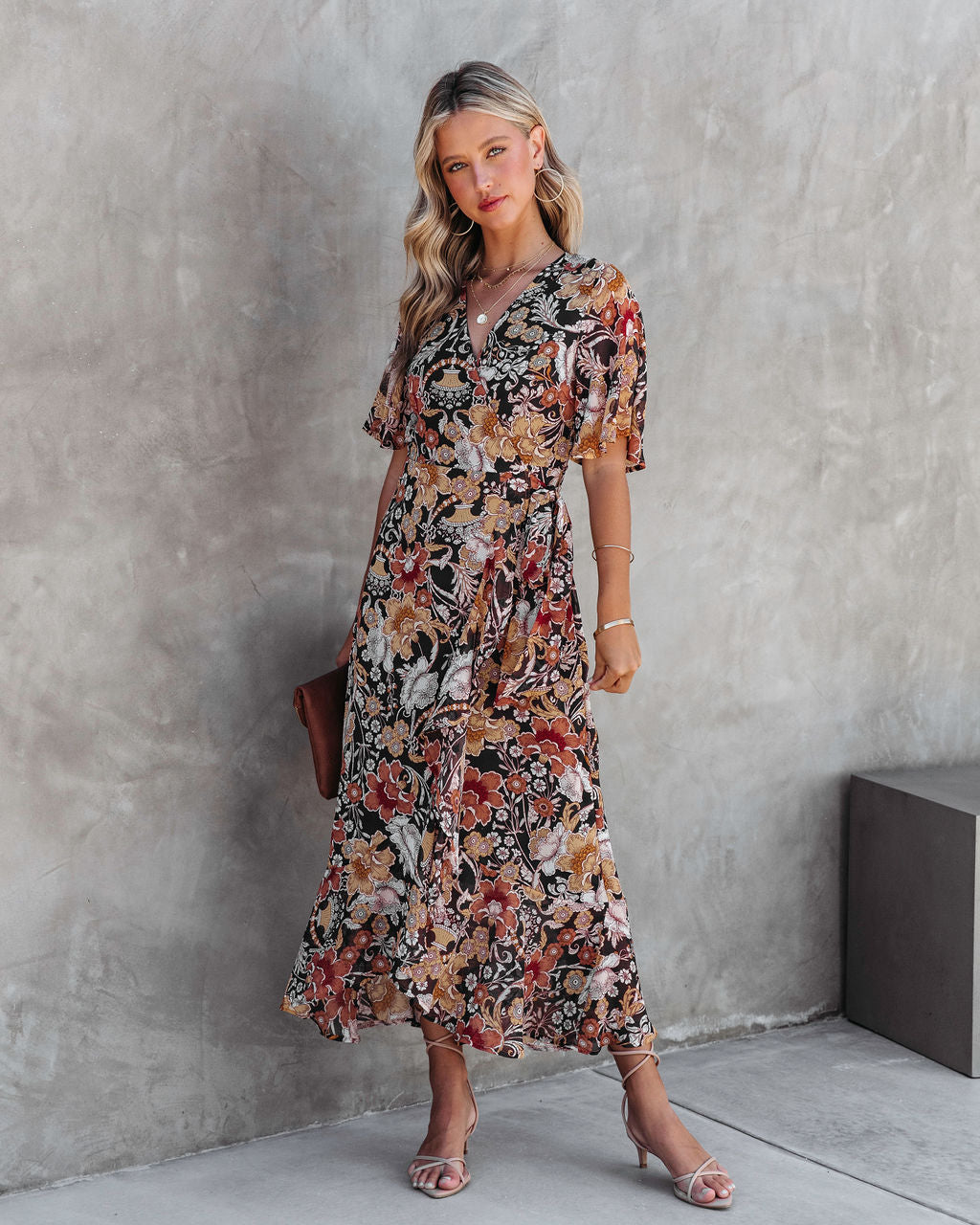 Ivanna Printed Wrap Midi Dress