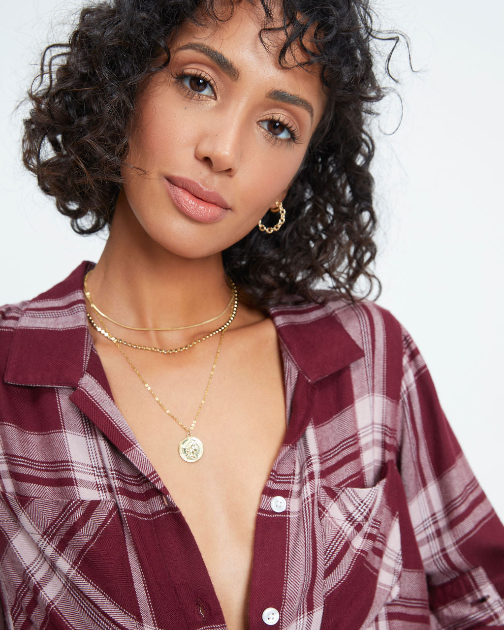 Vancouver Plaid Button Down Top