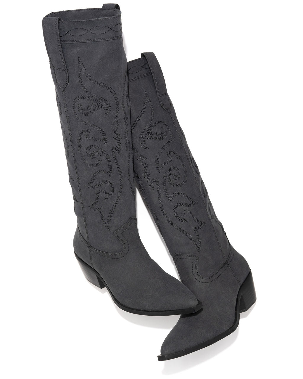 Carolina Western Faux Leather Boots - Black