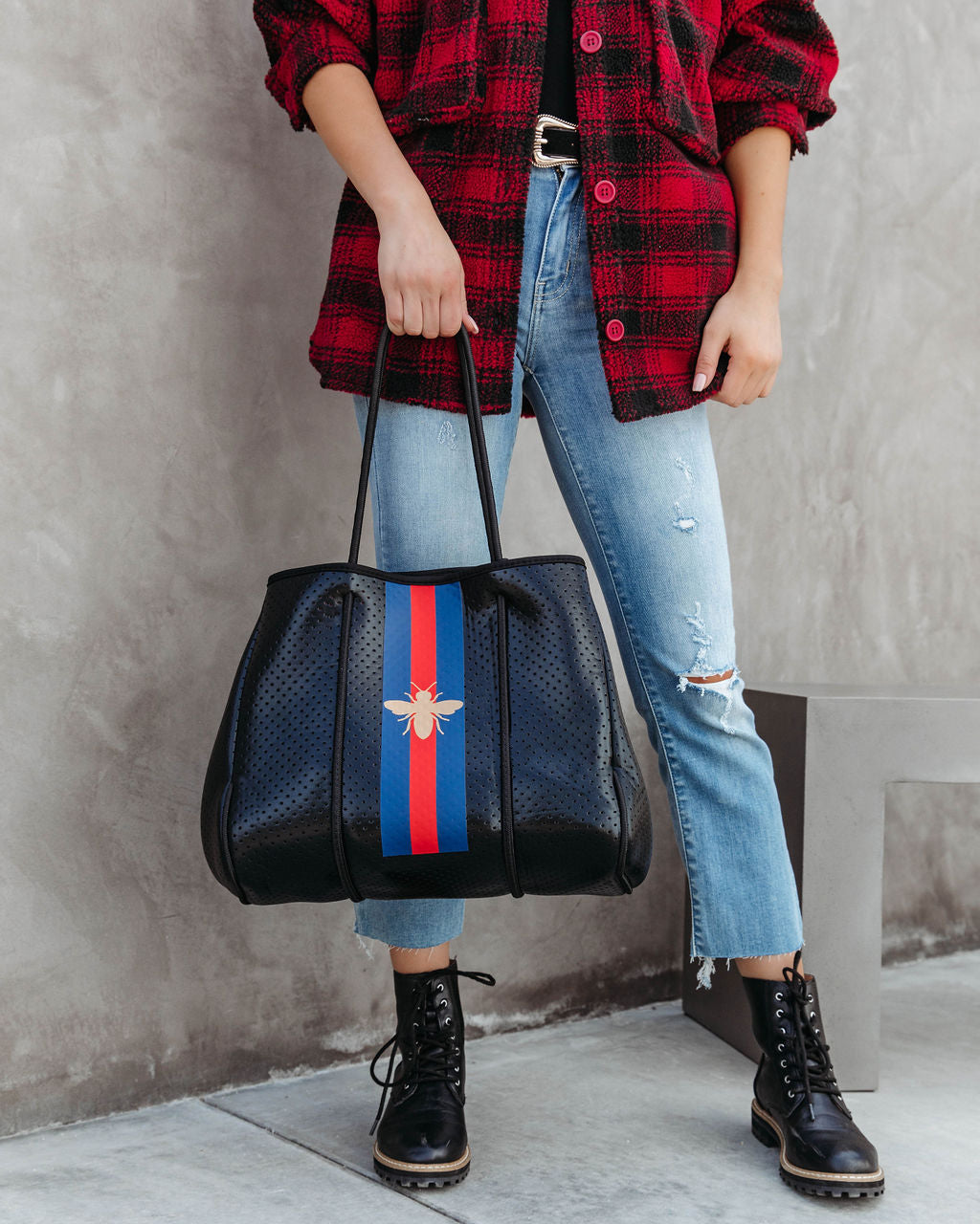 Queen Bee Neoprene Tote Bag - Black - PARKER & HYDE