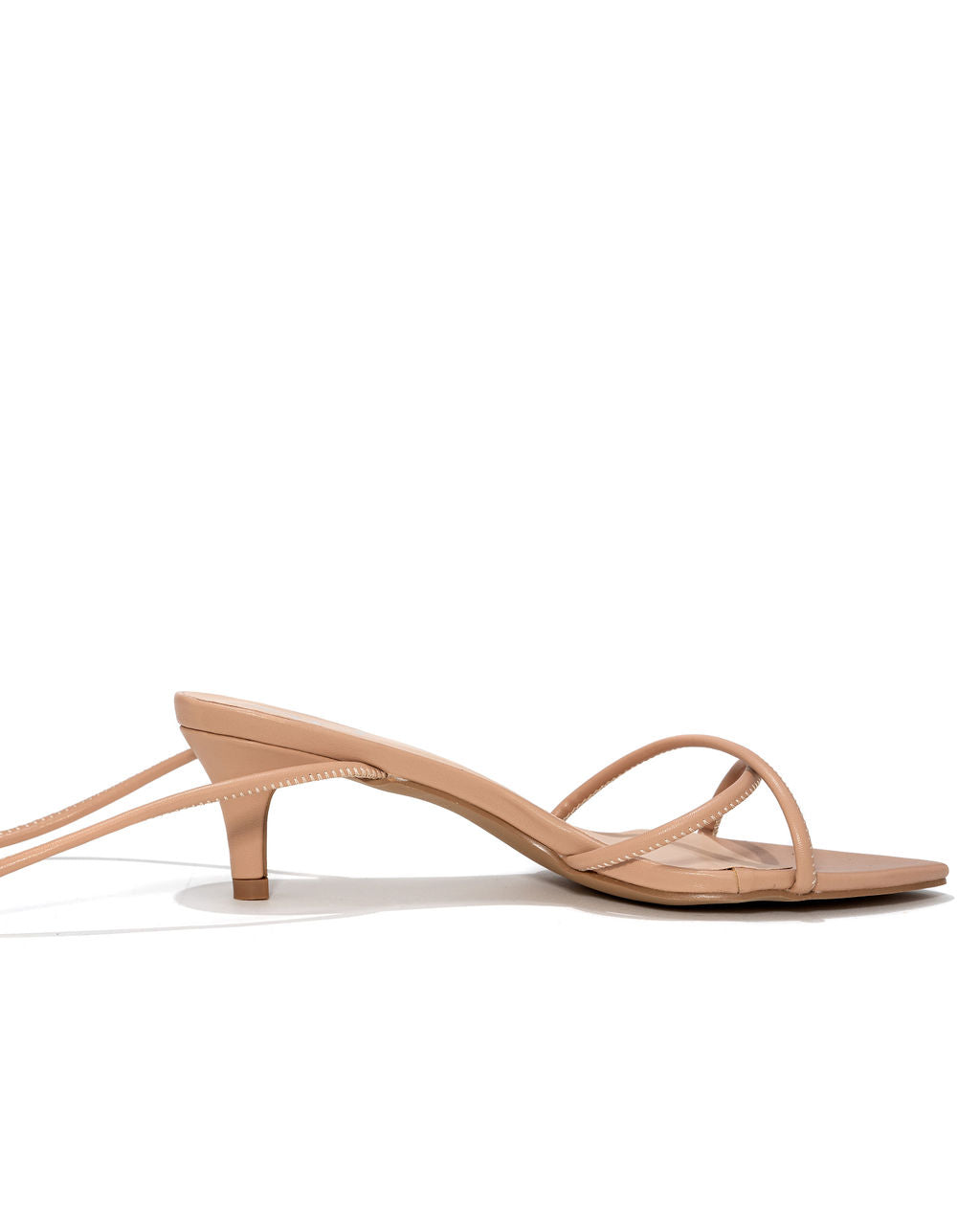 Bella Faux Leather Strappy Kitten Heel - Nude