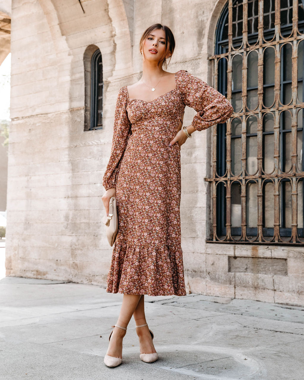 Blessings On Blessings Floral Lace Up Back Midi Dress
