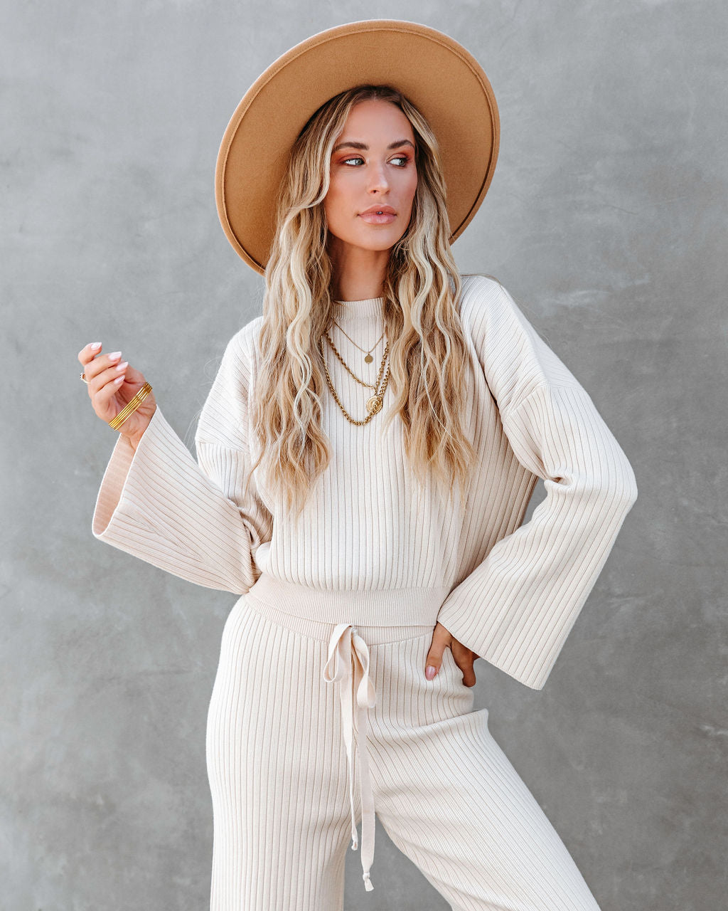 Autumn Splendor Ribbed Knit Crop Top - Beige - FINAL SALE