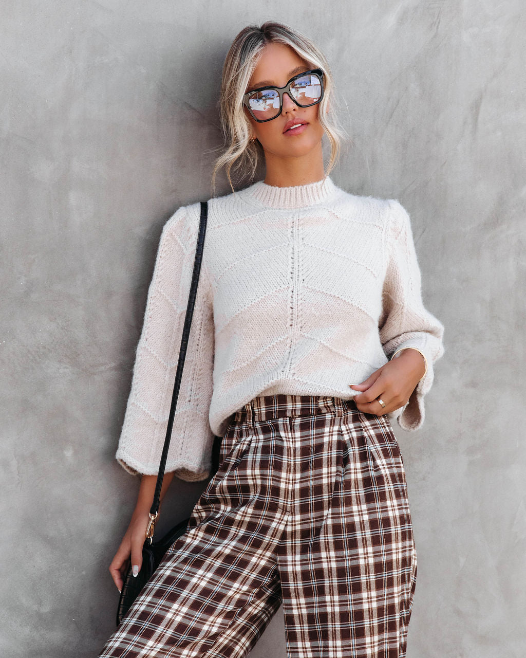 Darlene Knit Bell Sleeve Sweater - Beige