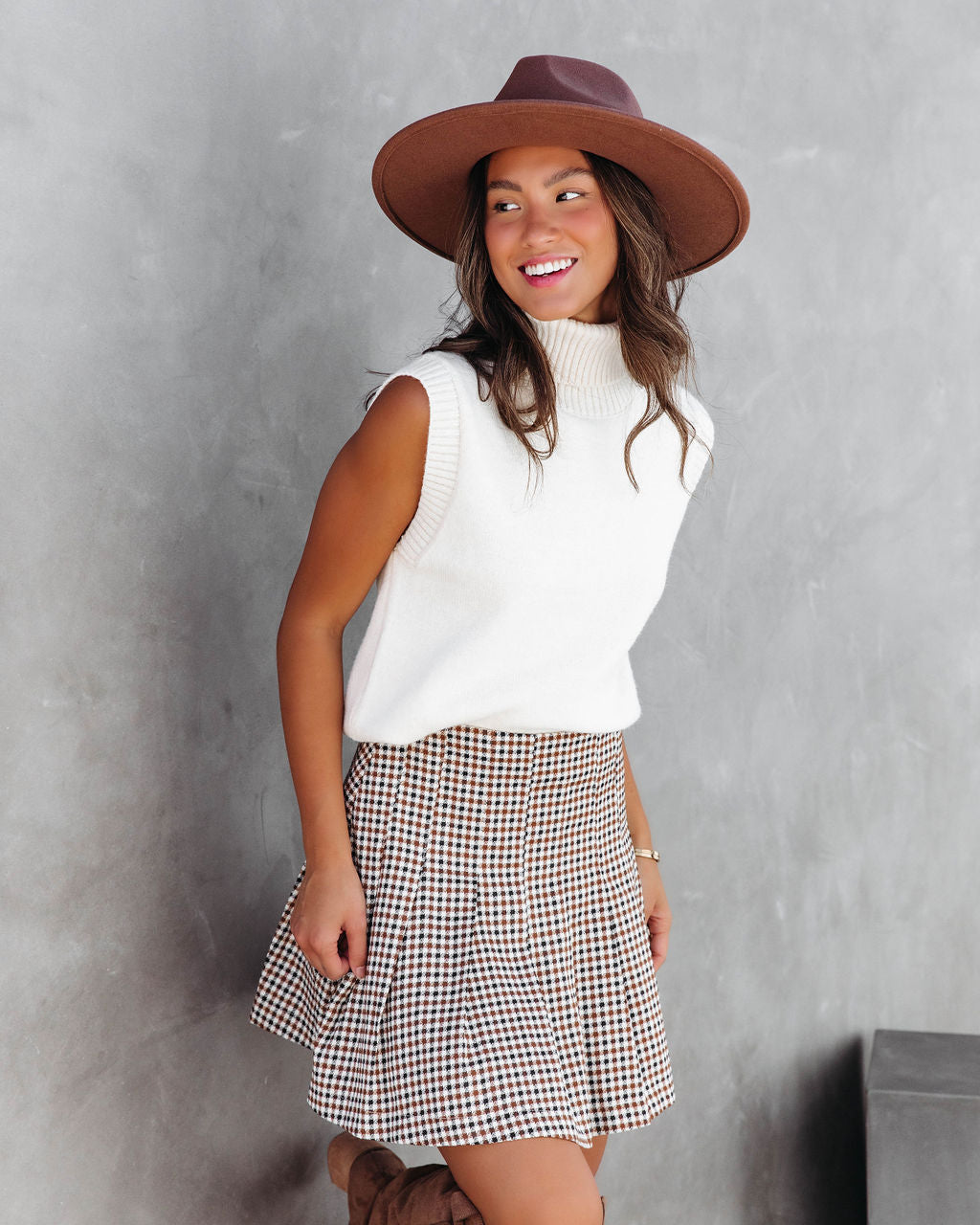 Peyton Knit Turtleneck Sweater Vest - Cream