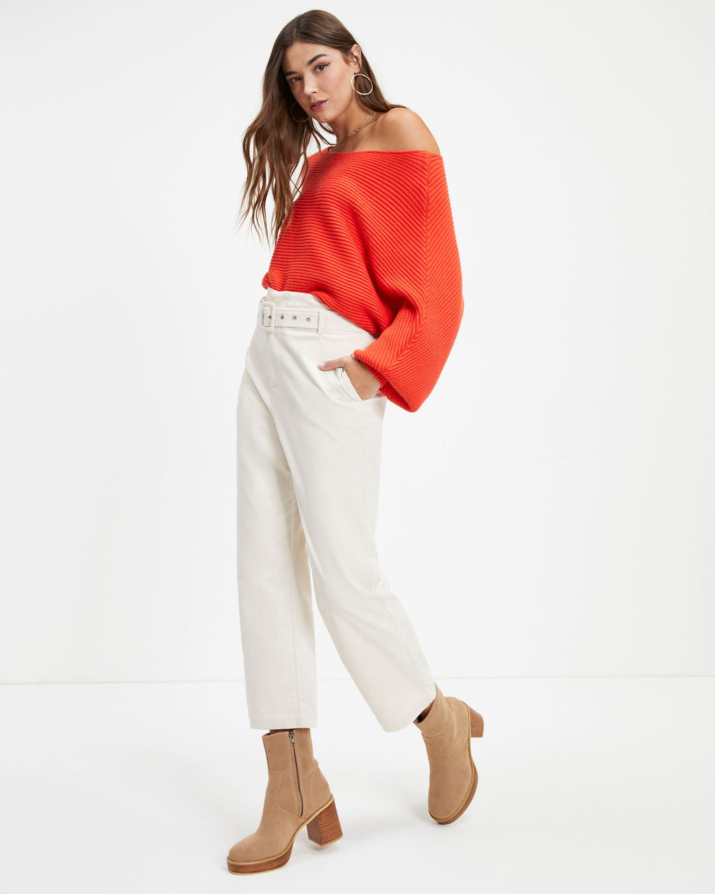 Normandie Knit Boat Neck Pullover Sweater - Poppy