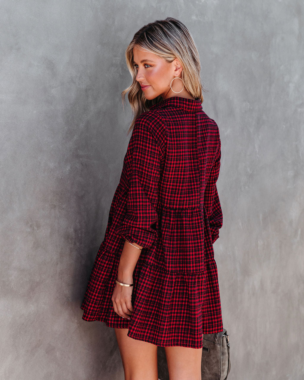 Brittany Plaid Tiered Mini Dress