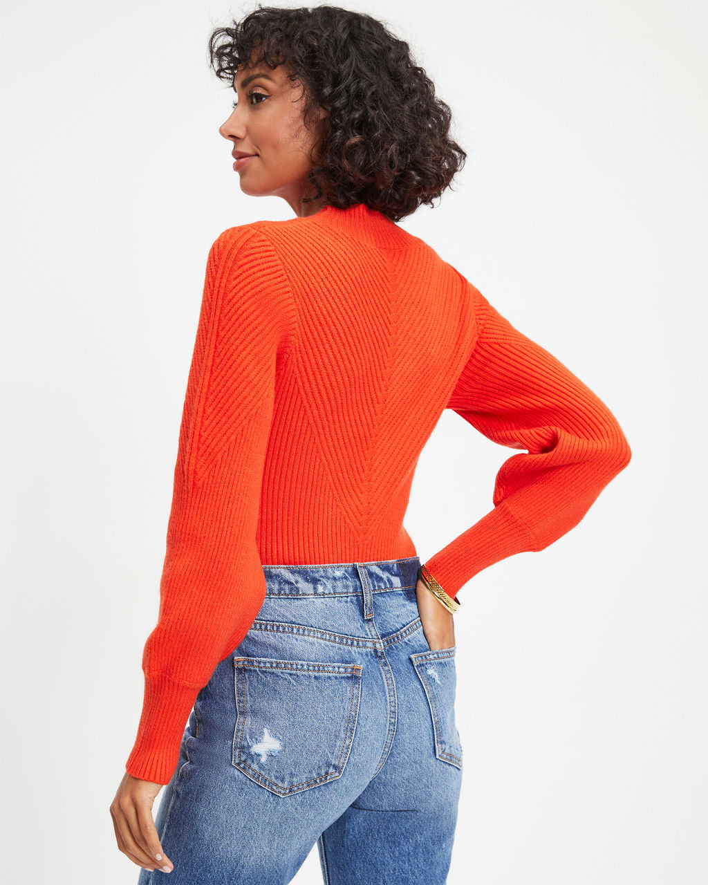 Archie Ribbed Knit Pullover Sweater - Orange - FINAL SALE