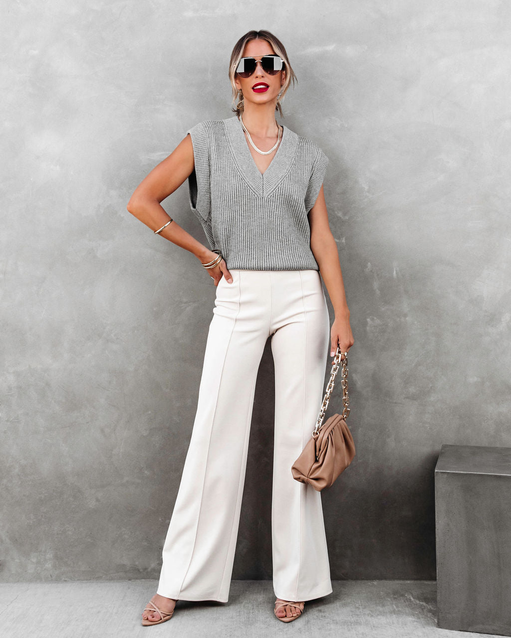 Harvey Knit Sweater Vest - Grey