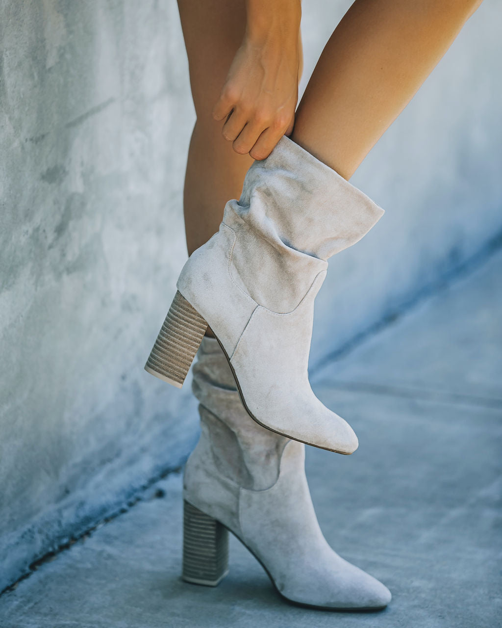 Darby Heeled Slouch Bootie - Grey