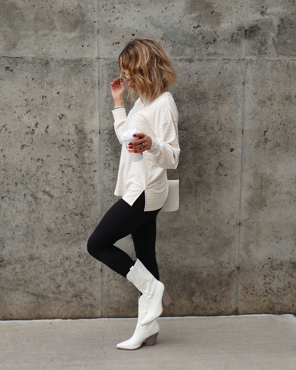 Boulder Stripe Long Sleeve Top - Beige