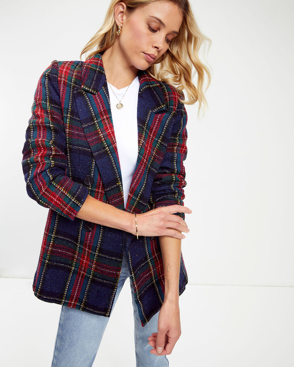 Franklin Metallic Plaid Blazer