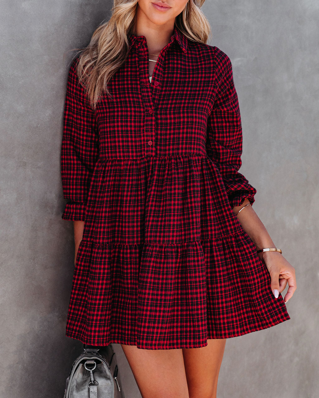 Brittany Plaid Tiered Mini Dress