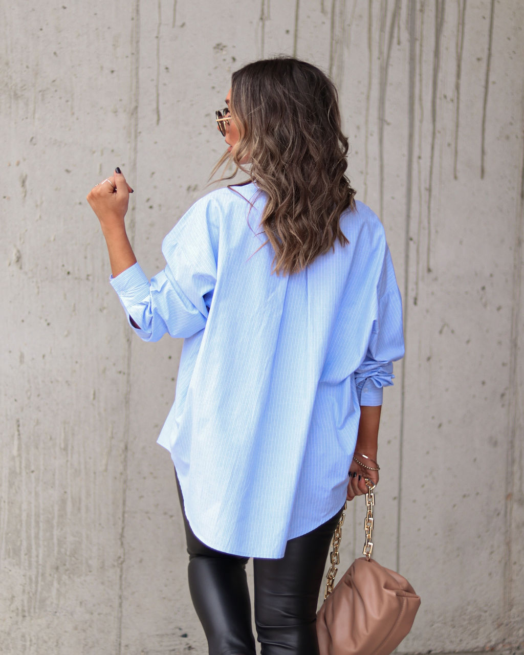 Risky Biz Oversized Button Down Top - Blue