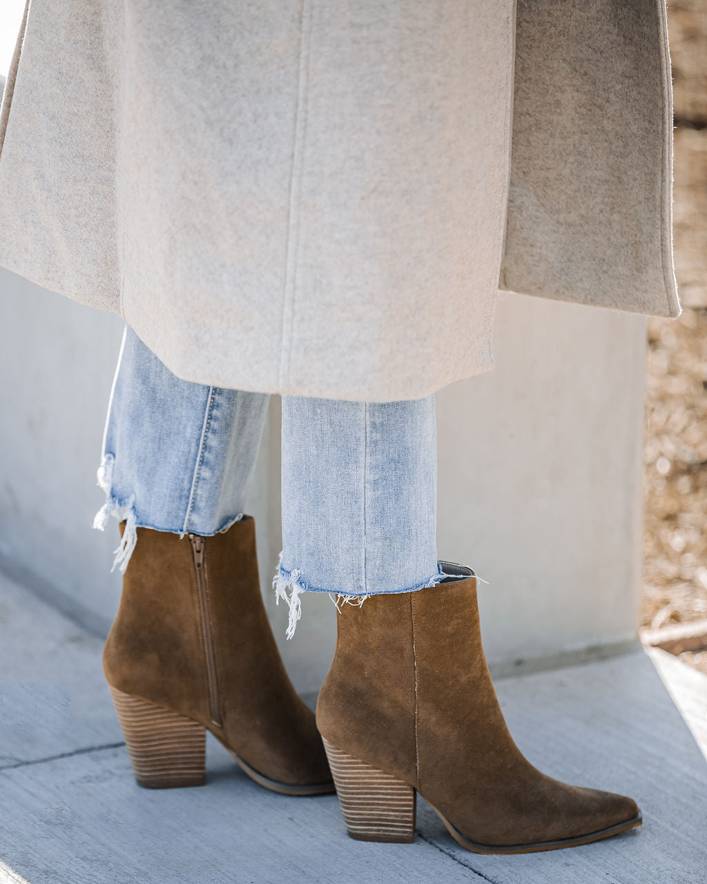 Hailey Faux Suede Heeled Bootie - Brown