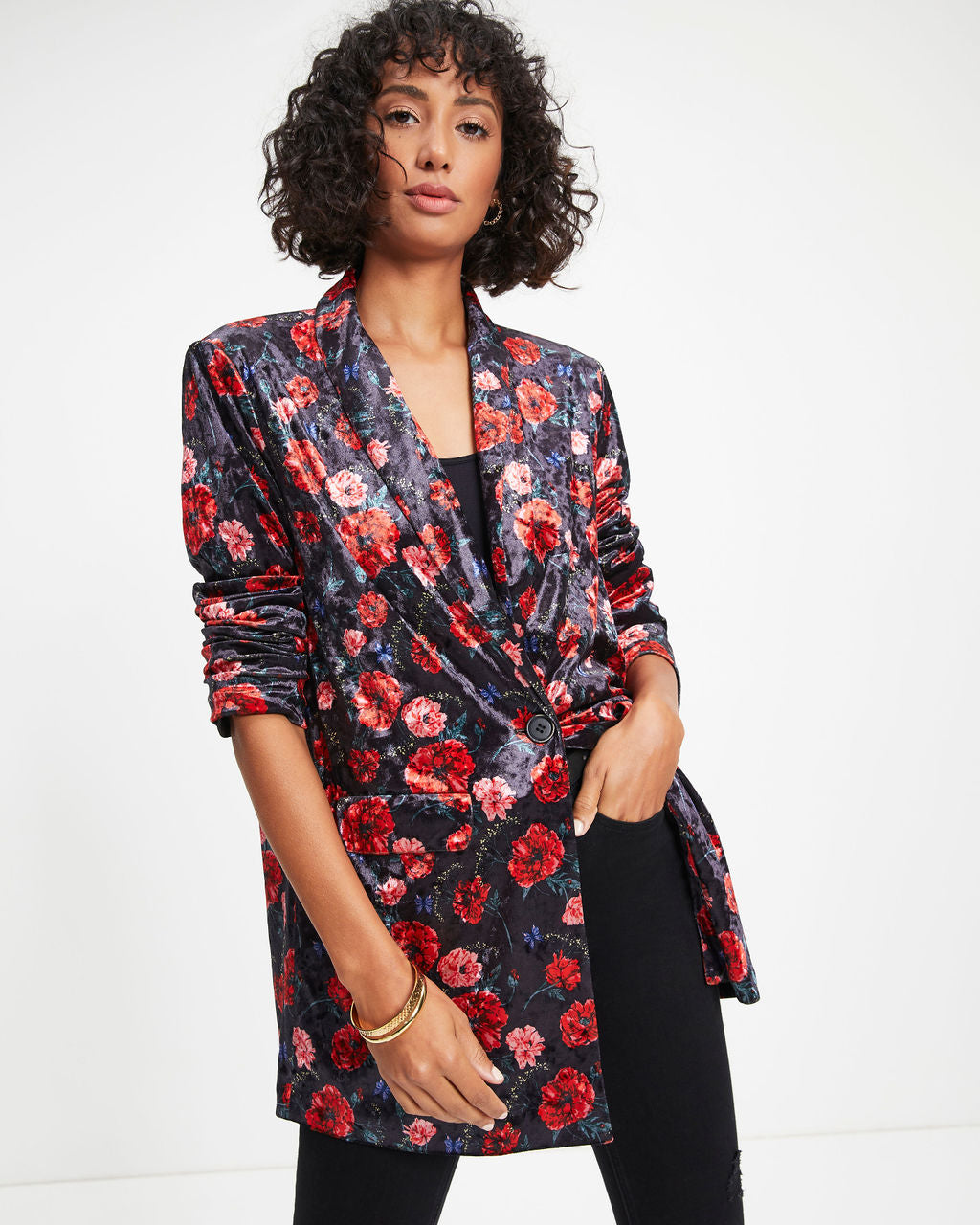 One Final Rose Pocketed Velvet Blazer - FINAL SALE