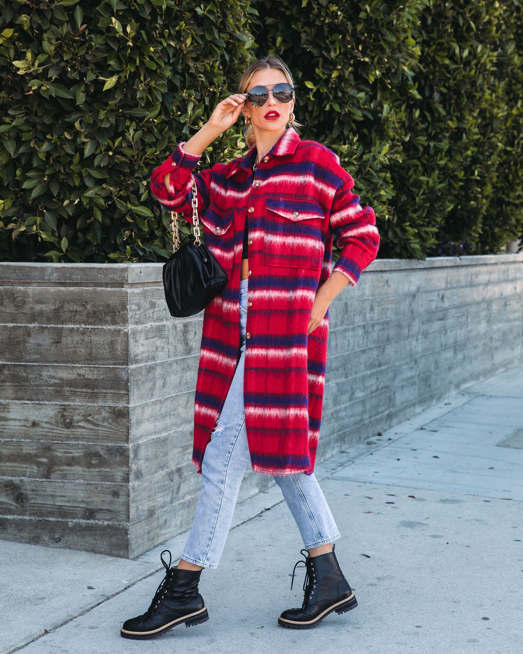 Breezy Septembers Pocketed Plaid Button Down Coat - FINAL SALE