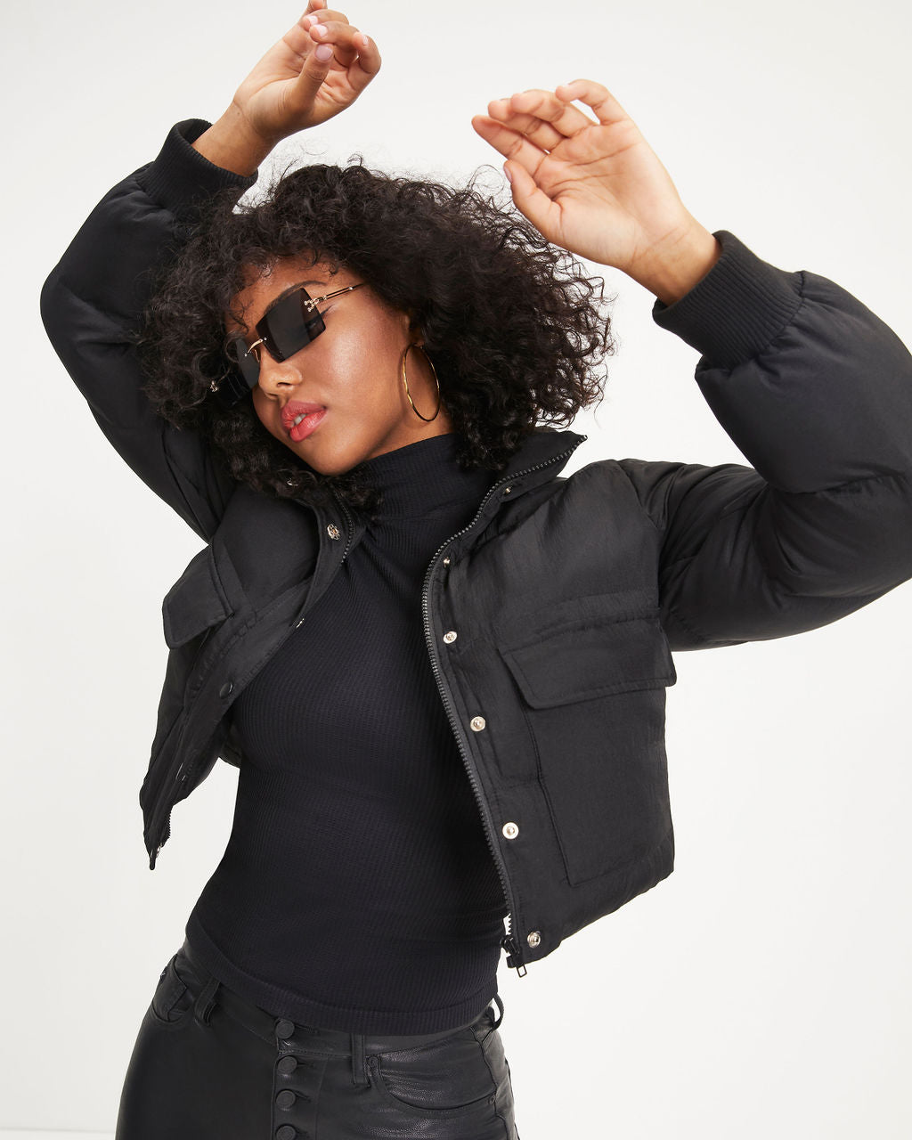 Below Zero Pocketed Puff Jacket - Black