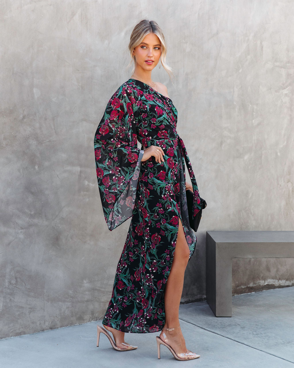 Such A Catch Floral One Shoulder Maxi Dress