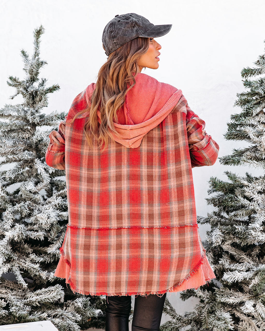 Portland Plaid Waffle Contrast Pocketed Hooded Jacket