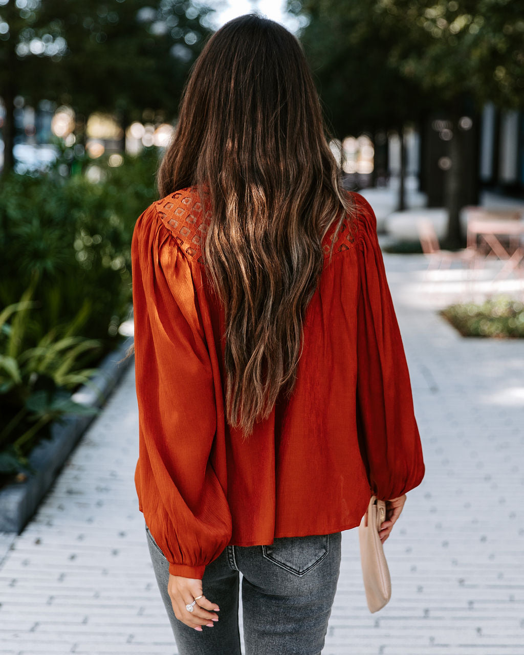 Aria Crochet Lace Top - Rust