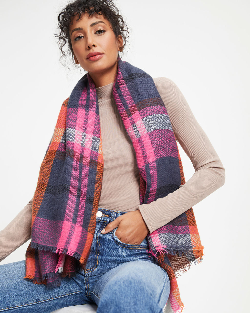 Creative Expression Plaid Blanket Scarf