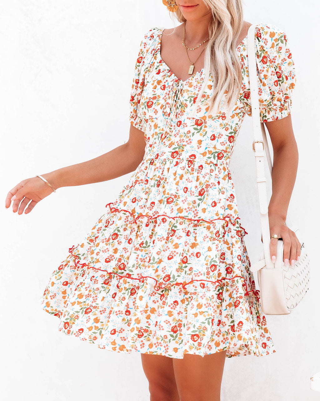 Alessandrini Tiered Floral Mini Dress - FINAL SALE