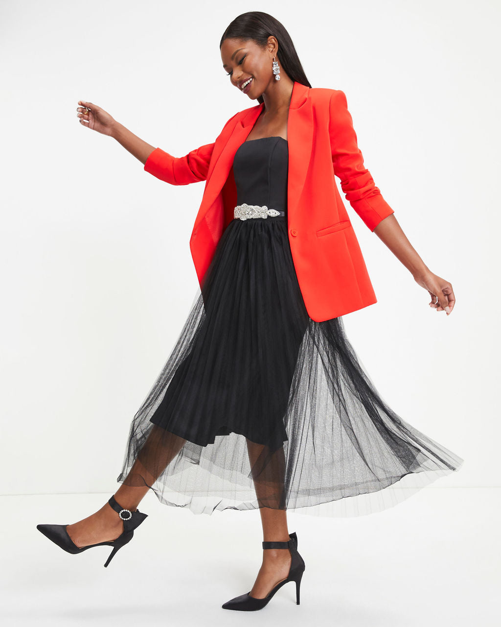 Standards Pocketed Blazer - Tomato Red