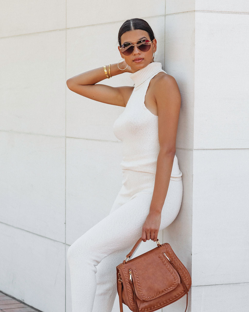 Fashionably Casual Knit Turtleneck Top - Cream - FINAL SALE